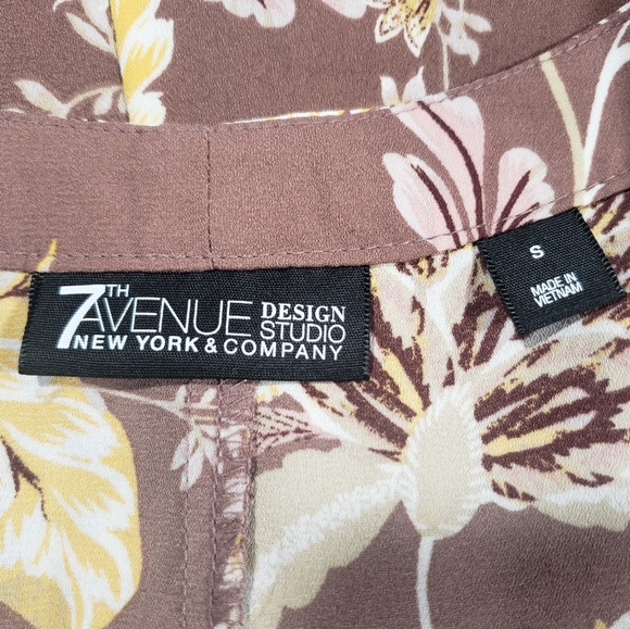 7th Avenue Design Studio NY & Co Floral 3/4 Sleeve Button Up Blouse Size Small - Picture 5 of 12